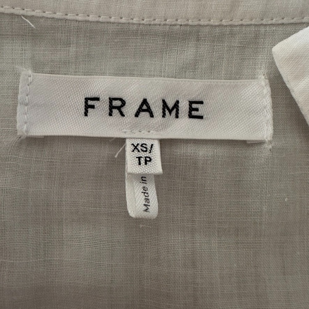 FRAME Emma Blouse Sheer White 100% Ramie Ctn Oversized Balloon Long Sleeve-Sz XS - Picture 2 of 16